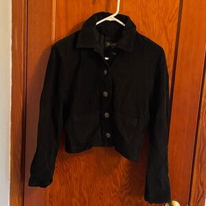Black Cotton Blend Cropped Long Sleeved Jacket by Bushwacker